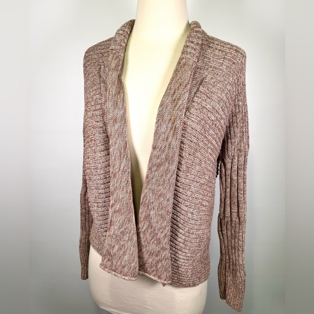 Peruvian Connection Pima Cotton Open Front Cardigan Shawl Collar Knit *READ